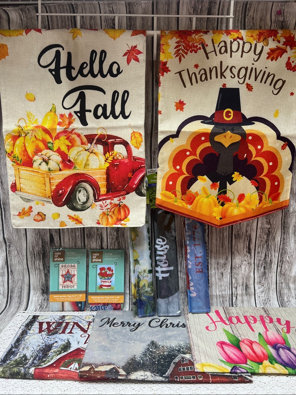 Set of 10 Seasonal garden flag. Fall - Winter- Spring and Summer!